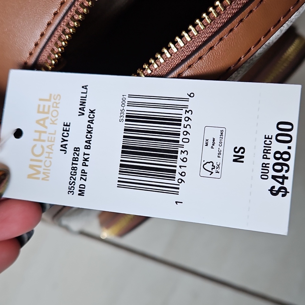 NWT $498 Michael Kors Jaycee Monogram Backpack Vanilla Tan Gold - Picture 10 of 10